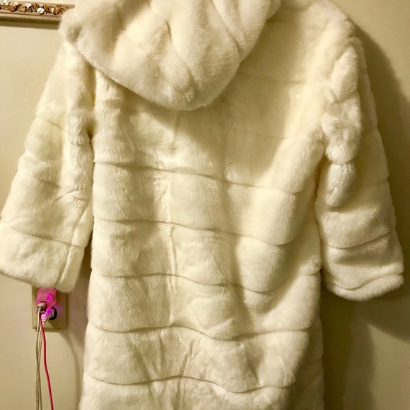 HOST PICK!  Faux Fur Plush Ivory Winter Coat, Hood - Picture 2 of 6